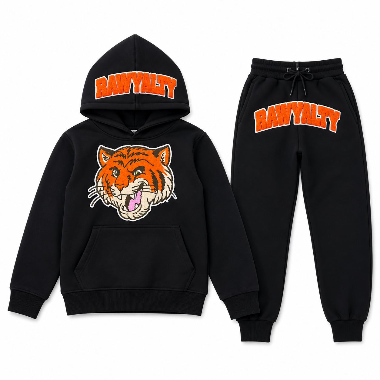 Rawyalty Tiger Chenille Hoodie And Jogger Kids Set