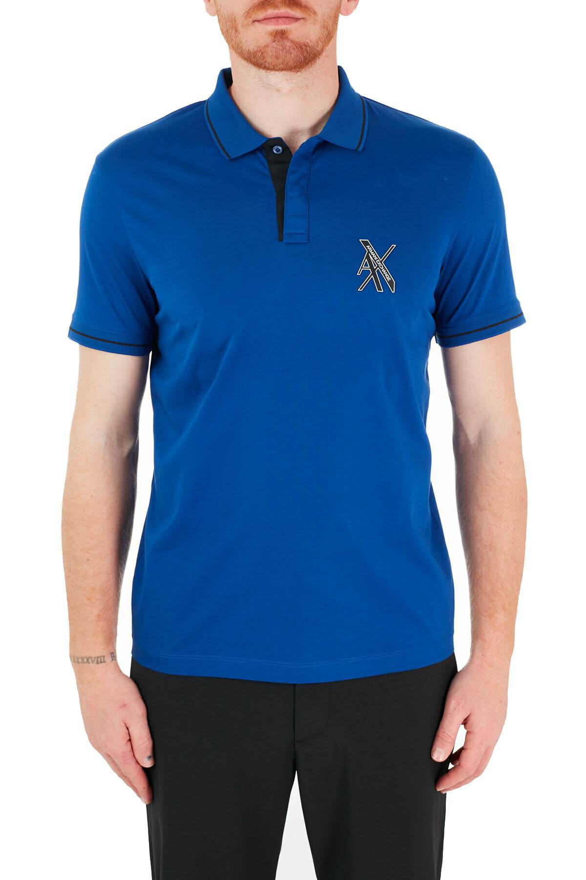 Armani Exchange Blue Polo Shirt big logo
