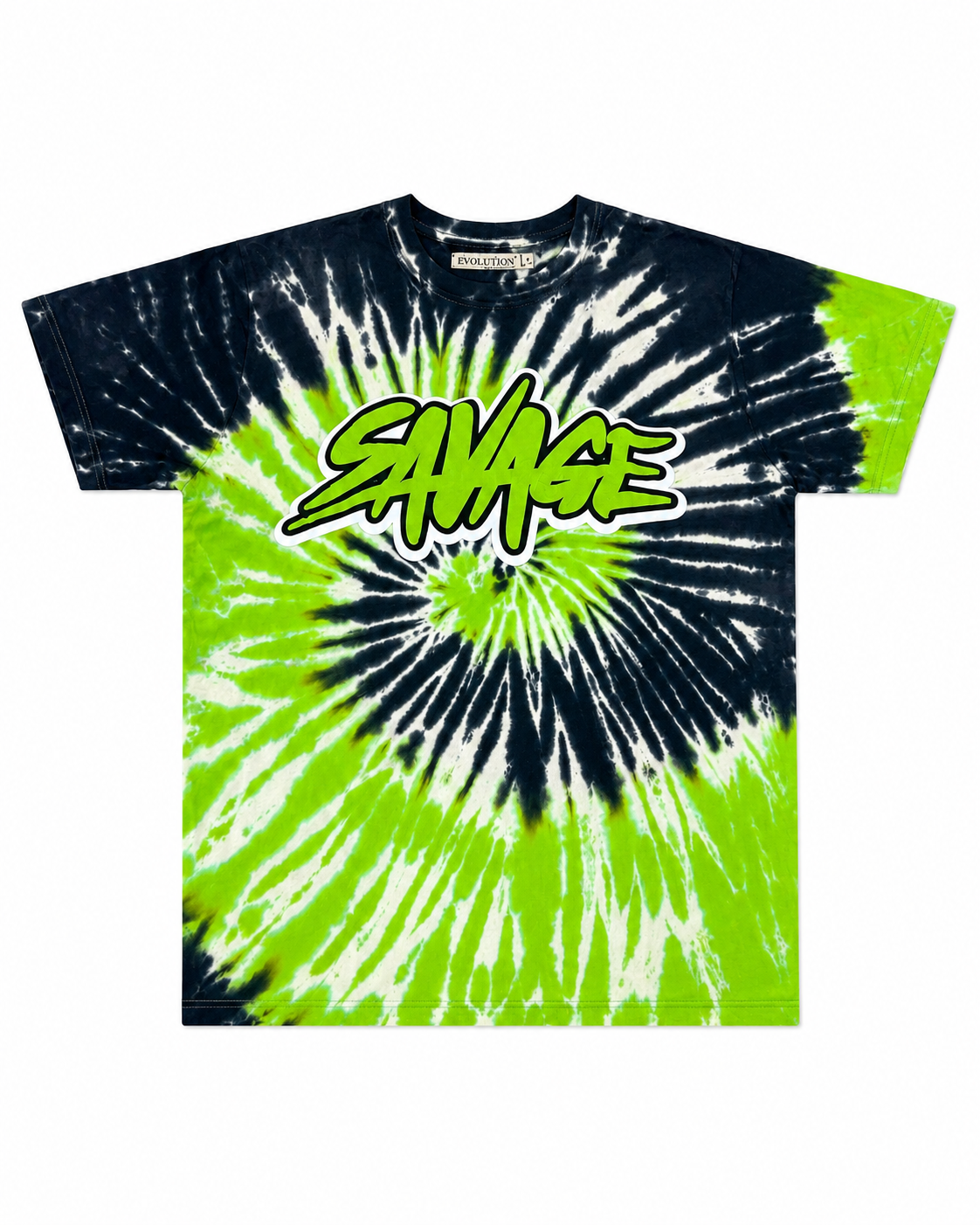 Evolution In Design Modern Spiral Tie-Dye T-Shirt – Black/Lime Green