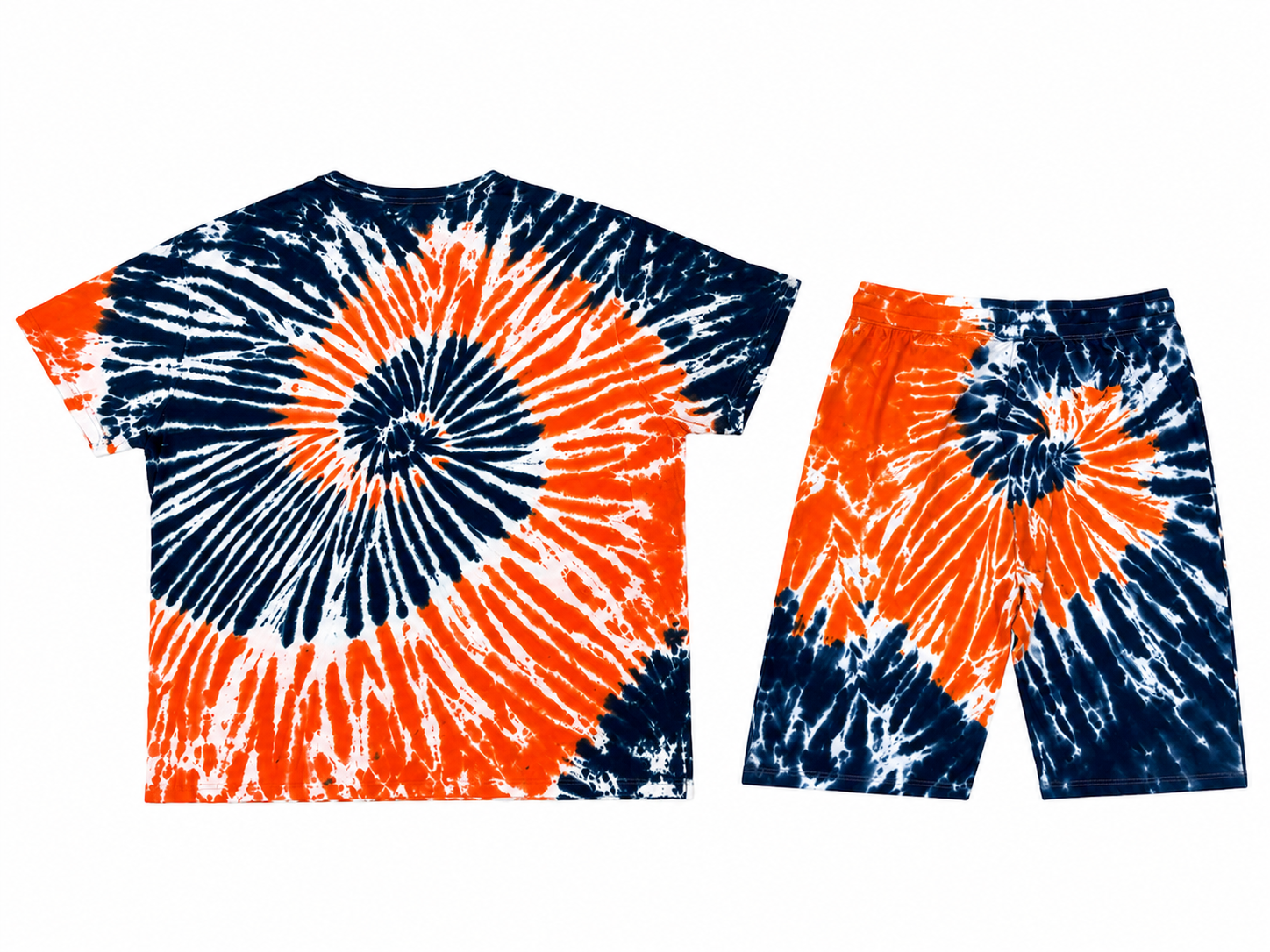 Evolution In Design Orange/Navy Tie-Dye Graphic Tee & Shorts Set – 5XL