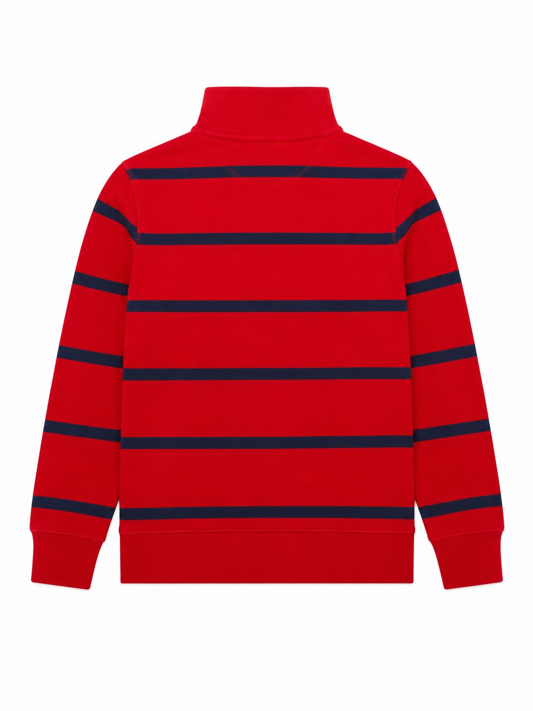 Polo Ralph Lauren Boys Red & Navy Striped Quarter-Zip Pullover Sweatshirt