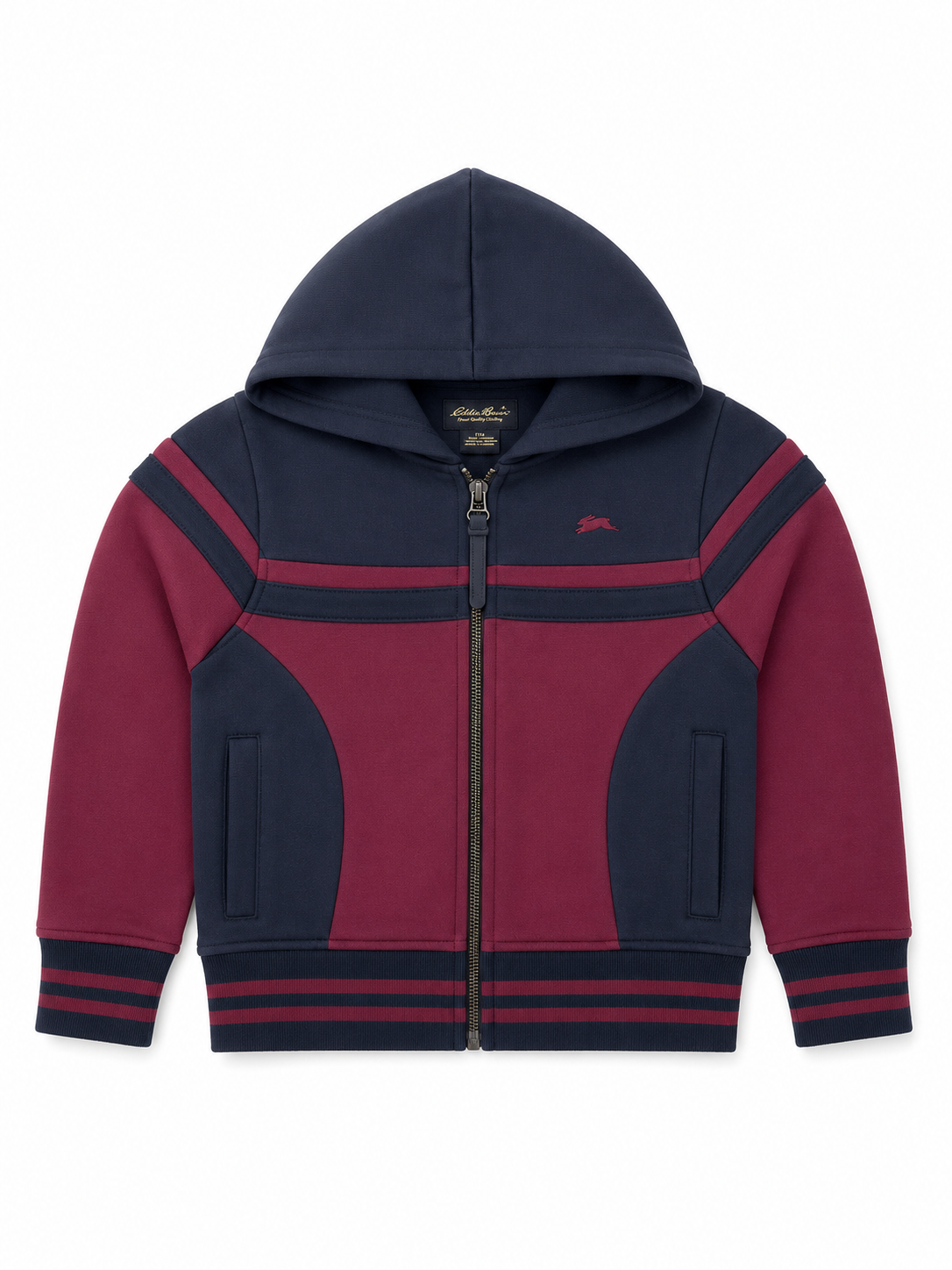 Atiziano Kids Color Block Pullover Hoodie – Burgundy & Black