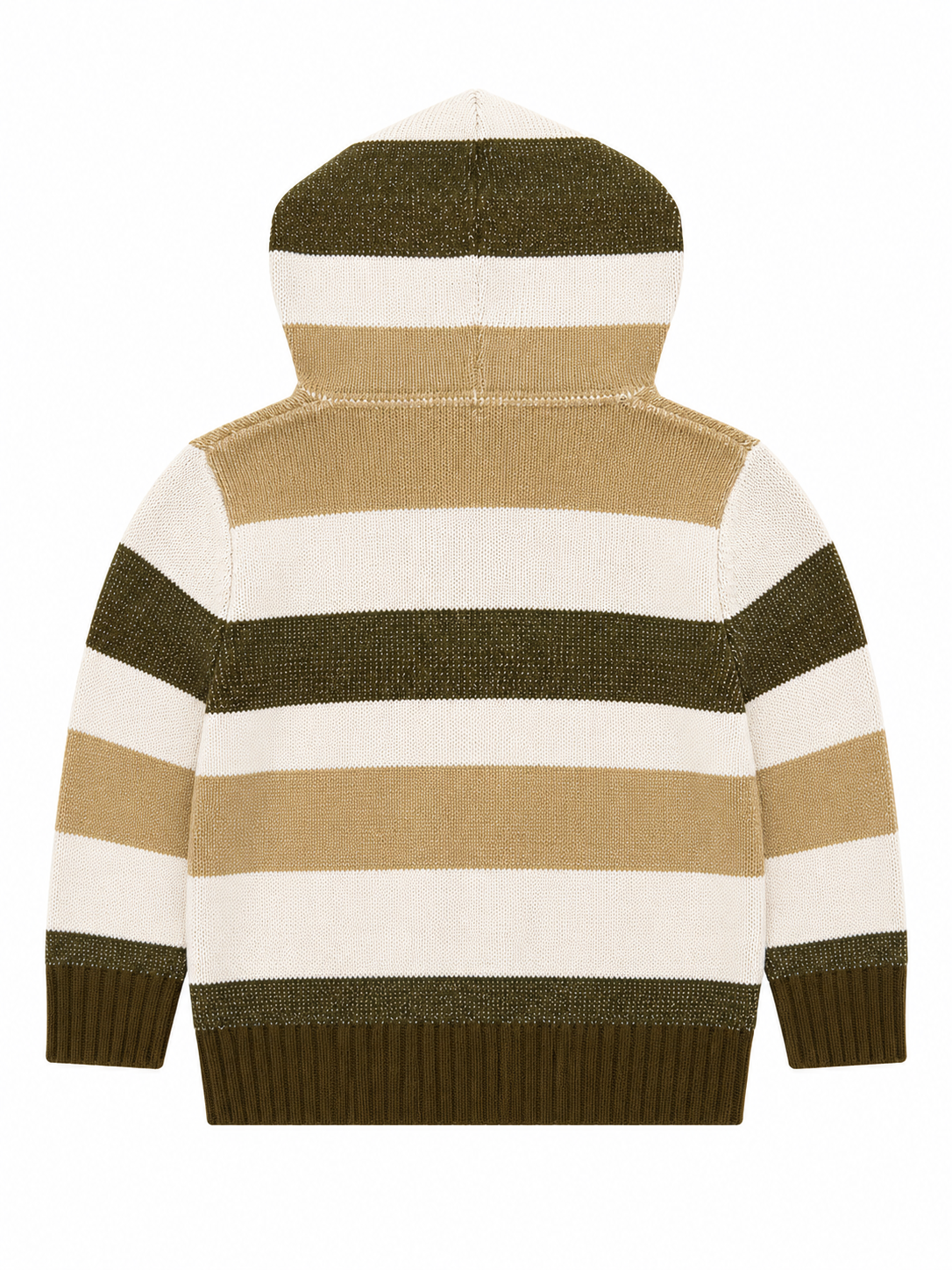 Atiziano Kids Striped Knit Hoodie Sweater – Beige, Cream & Olive