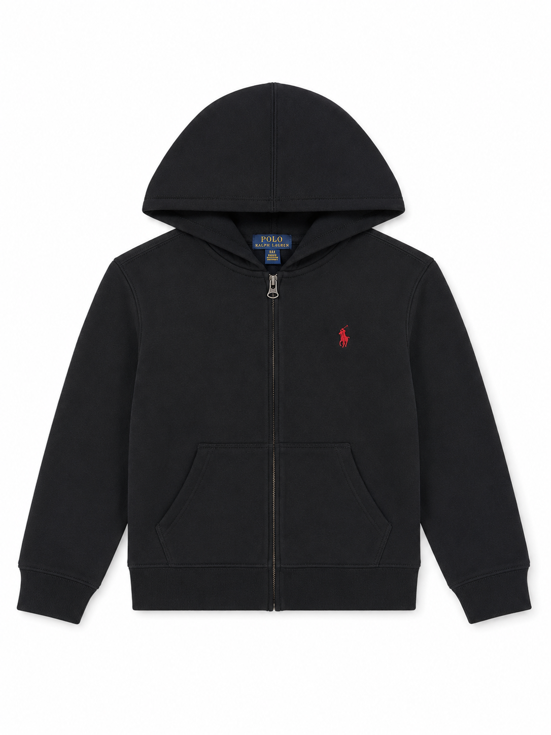 Polo Ralph Lauren Kids Black Full-Zip Fleece Hoodie Red Pony Logo