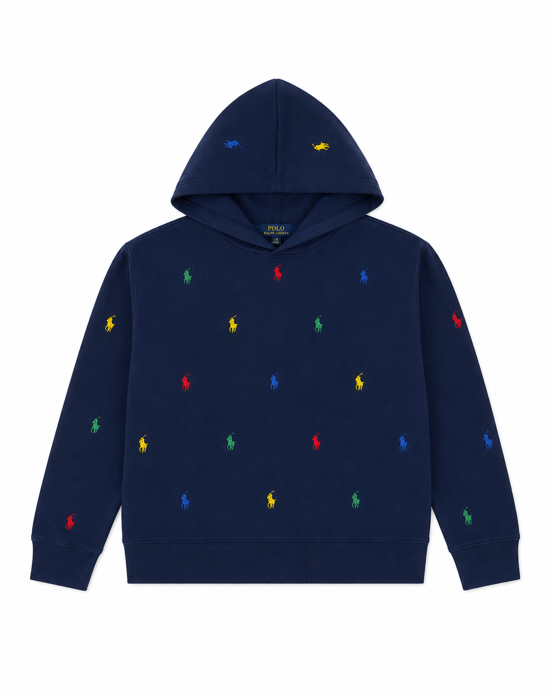 Polo Ralph Lauren Kids Navy Multicolor Pony Embroidered Pullover Hoodie