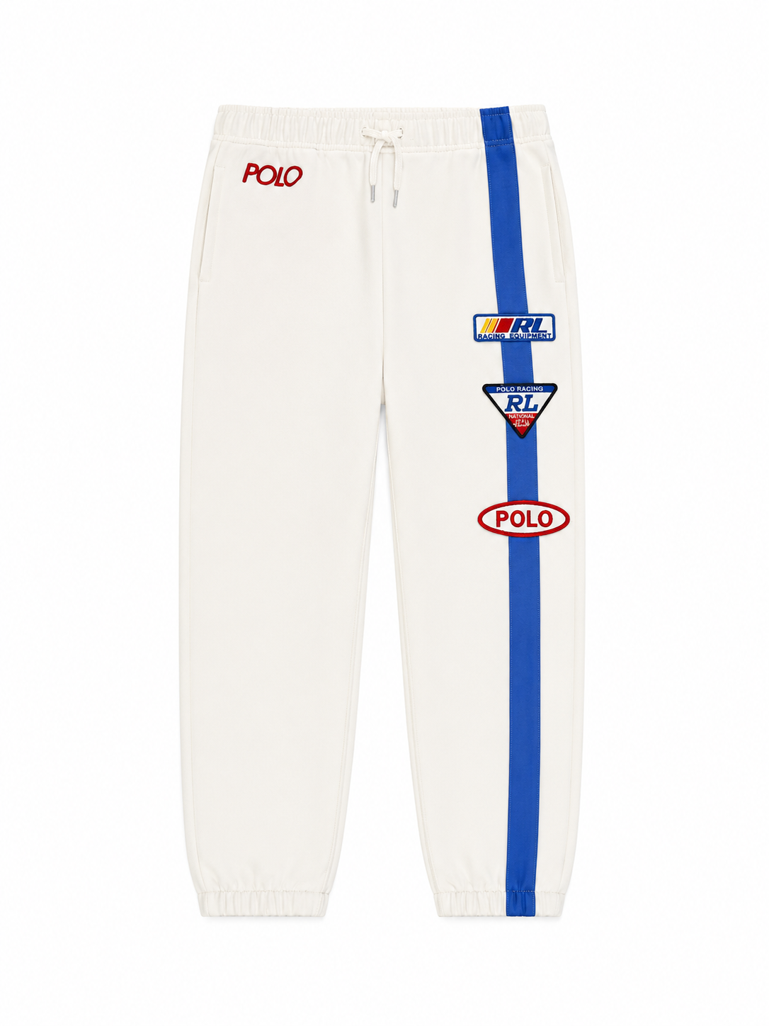 Polo Ralph Lauren Kids White Racing Jogger Sweatpants | Embroidered Logo Track Pants
