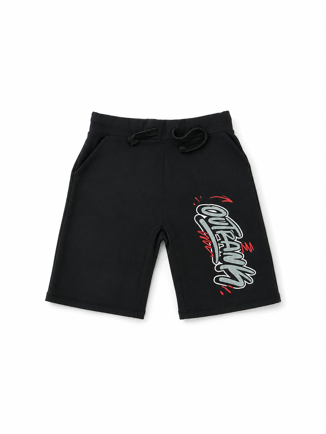 Outrank Brand Graffiti Logo Graphic Sweat Shorts – Black