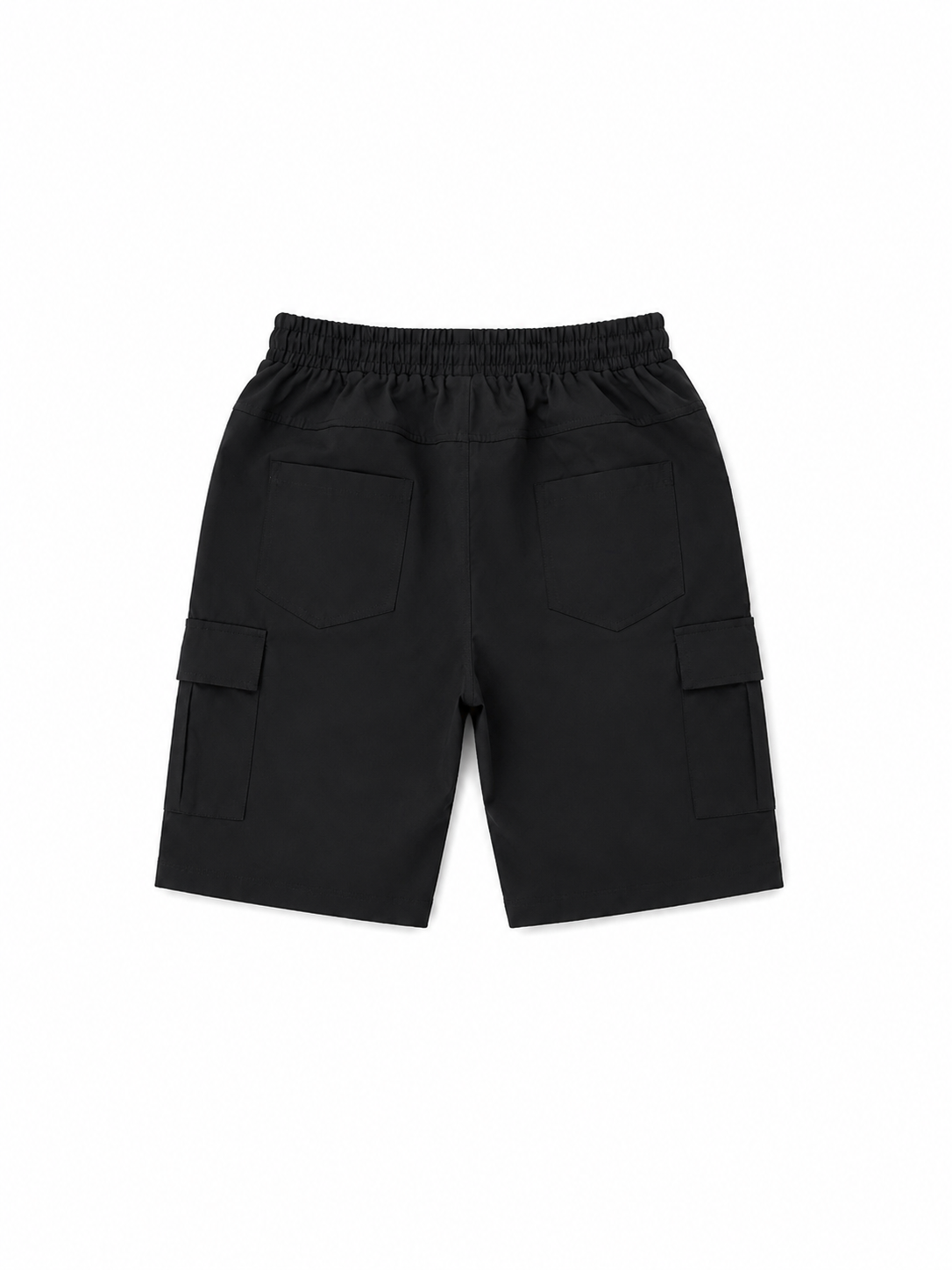 Men’s Black Cargo Shorts with Elastic Drawstring Waist