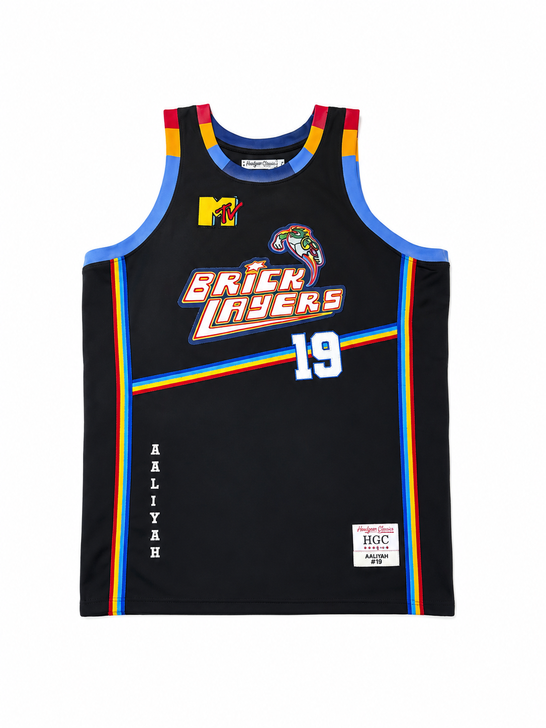 Headgear Classics Aaliyah #19 Brick Layers MTV Basketball Jersey Black