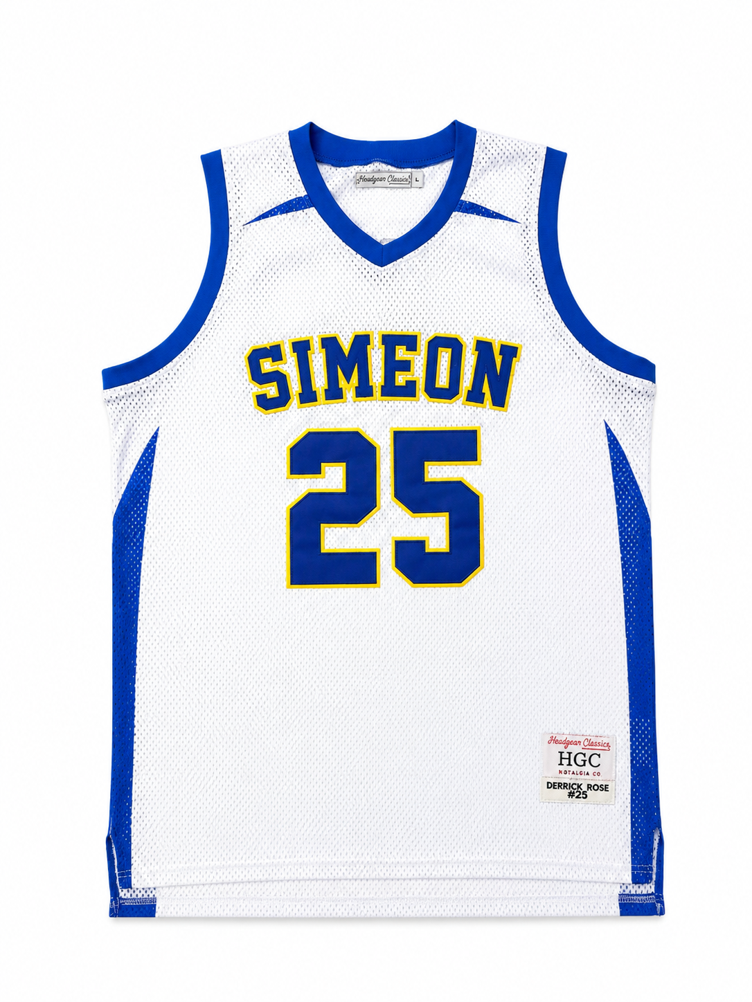 Headgear Classics Derrick Rose Simeon #25 White High School Basketball Jersey