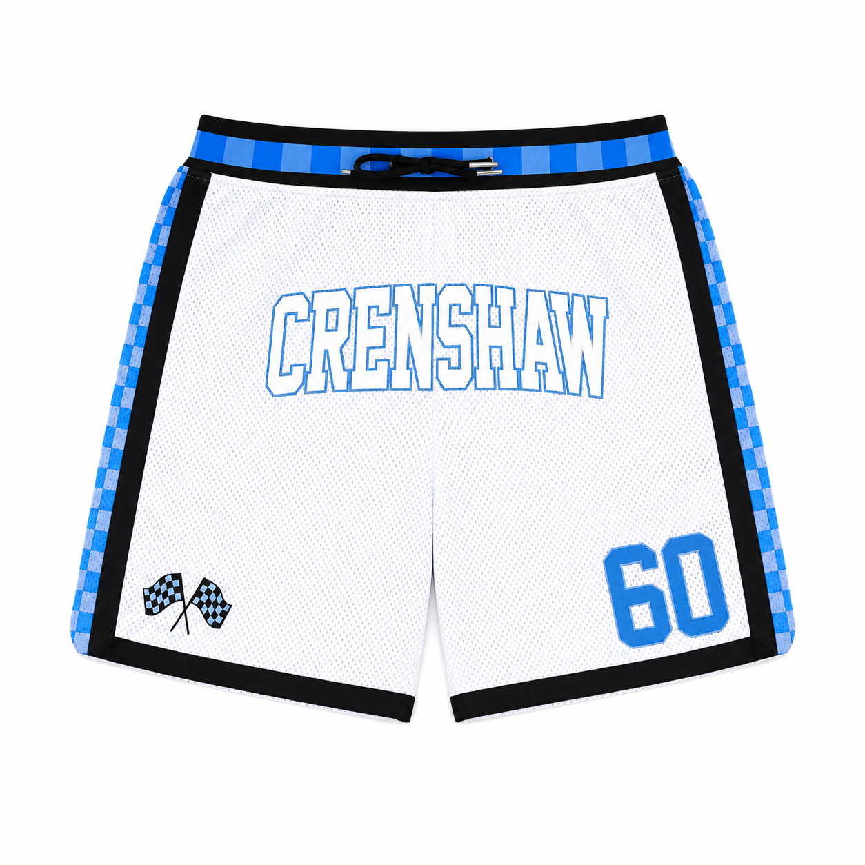 Headgear Classics Crenshaw 60 Checker Flag White Mesh Basketball Shorts