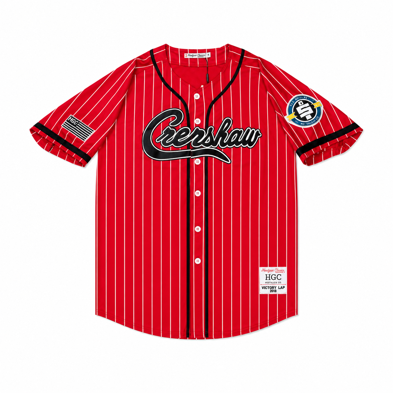 Headgear Classics Red Crenshaw Pinstripe Victory Lap Baseball Jersey