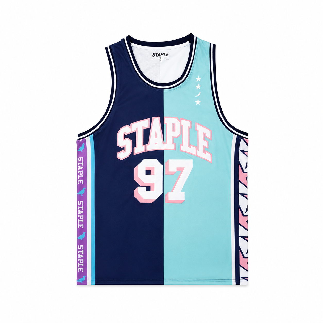 Staple 97 Teal & Navy Color Block Basketball Jersey