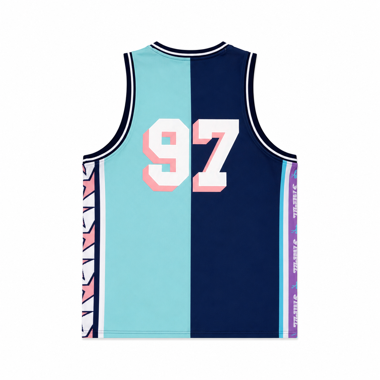 Staple 97 Teal & Navy Color Block Basketball Jersey