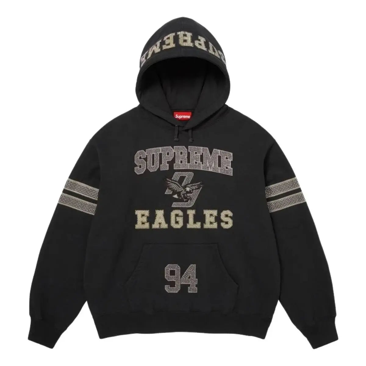 Supreme® Rhinestone Eagle Hooded Sweatshirt - Black