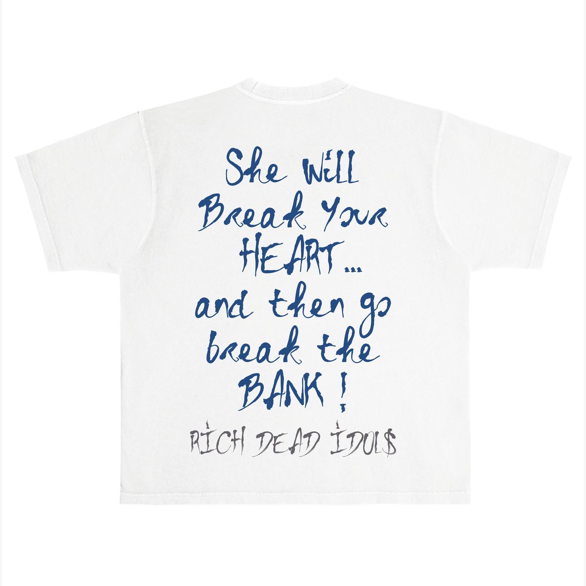 Rich Dead Idols "SOME RICH B!TCH" T-SHIRT WHITE AND NAVY