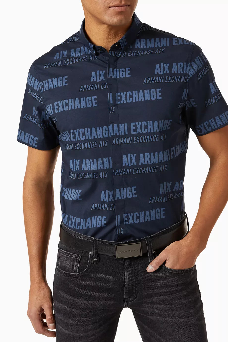 Armani Exchange Button Down Navy Shirt