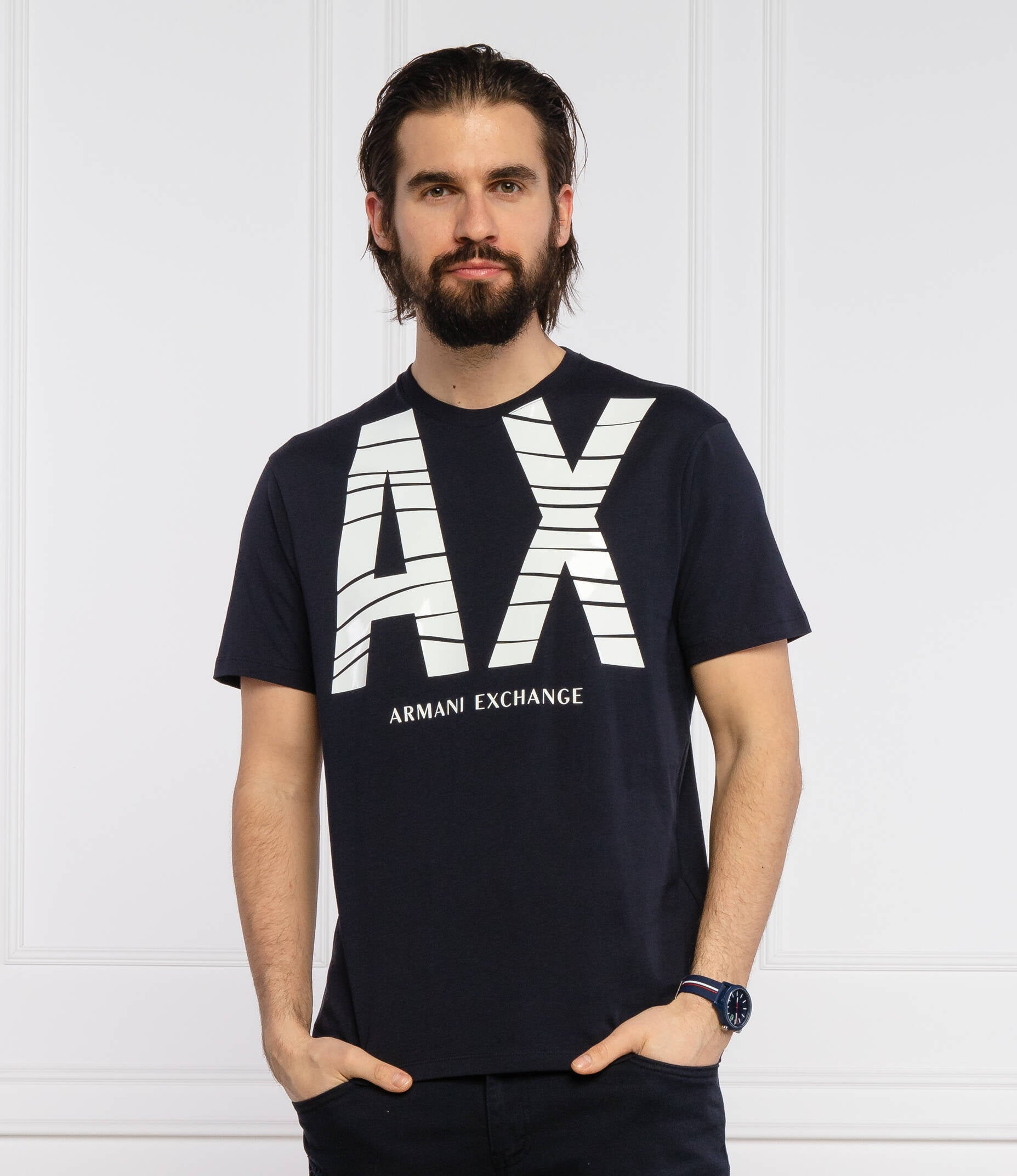 Armani Exchange Navy White T-Shirts
