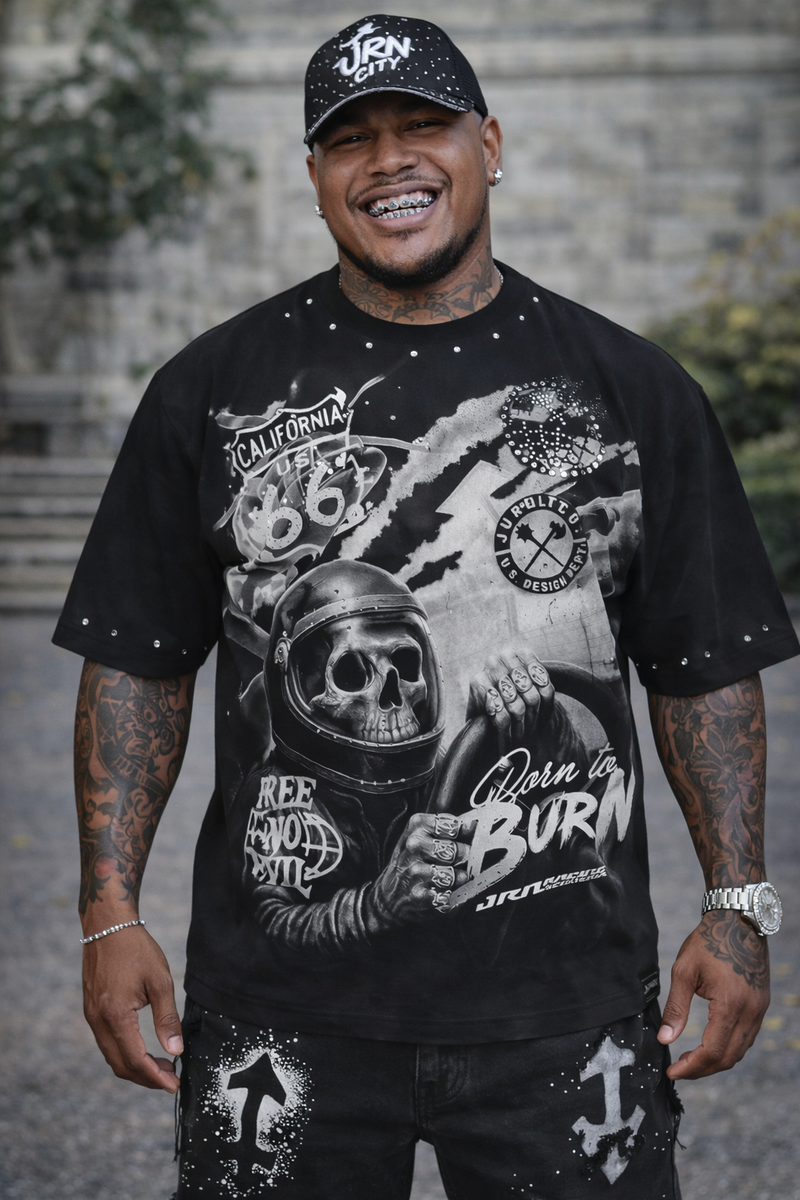 Juren BORN TO BURN GREY SHIRT B &T