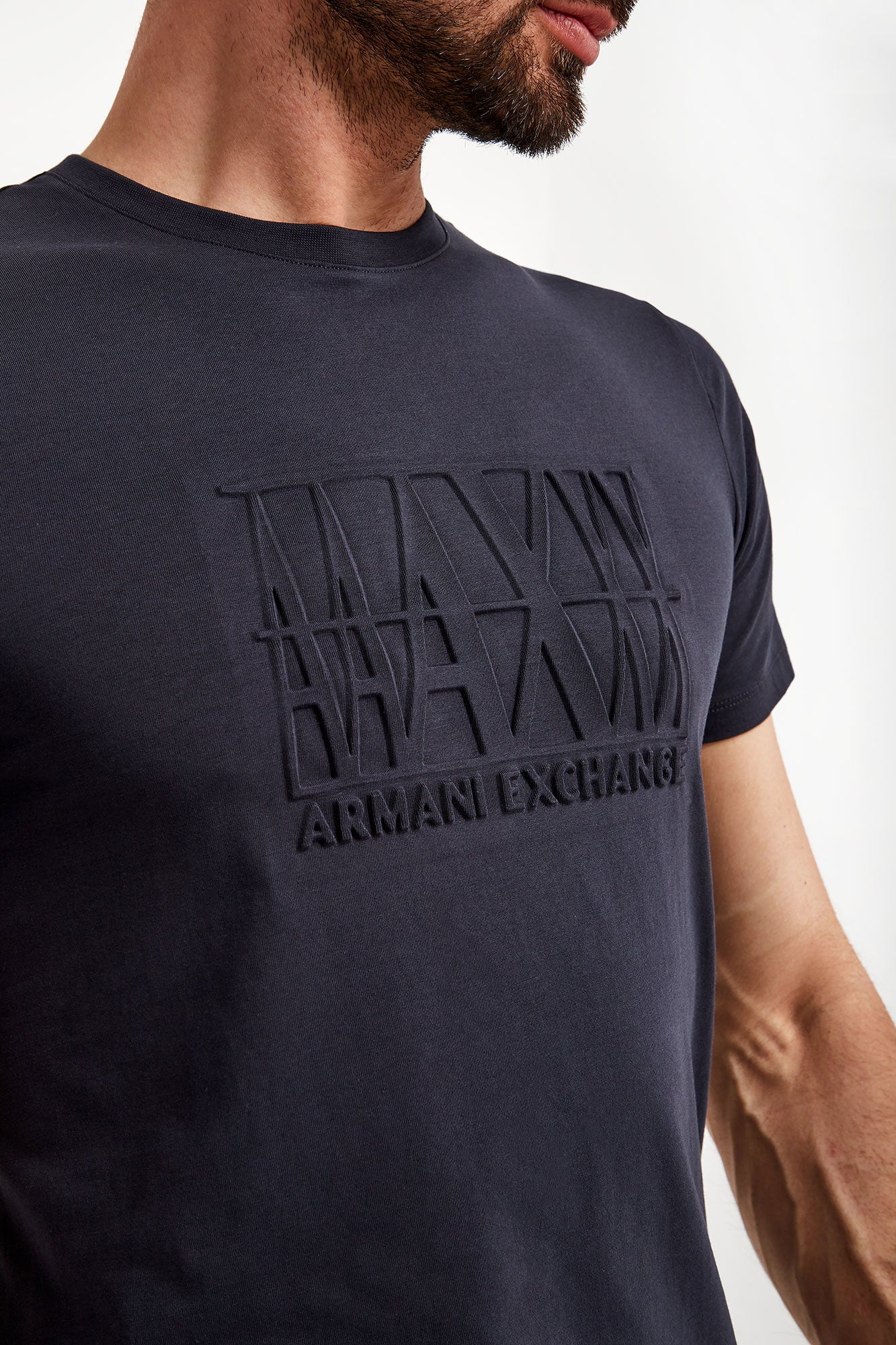 Armani Exchange Navy 3D AX Logo T Shirts