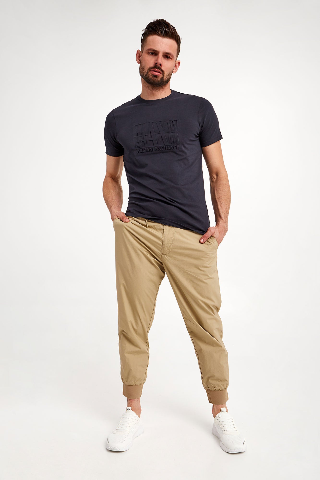 Armani Exchange Navy 3D AX Logo T Shirts