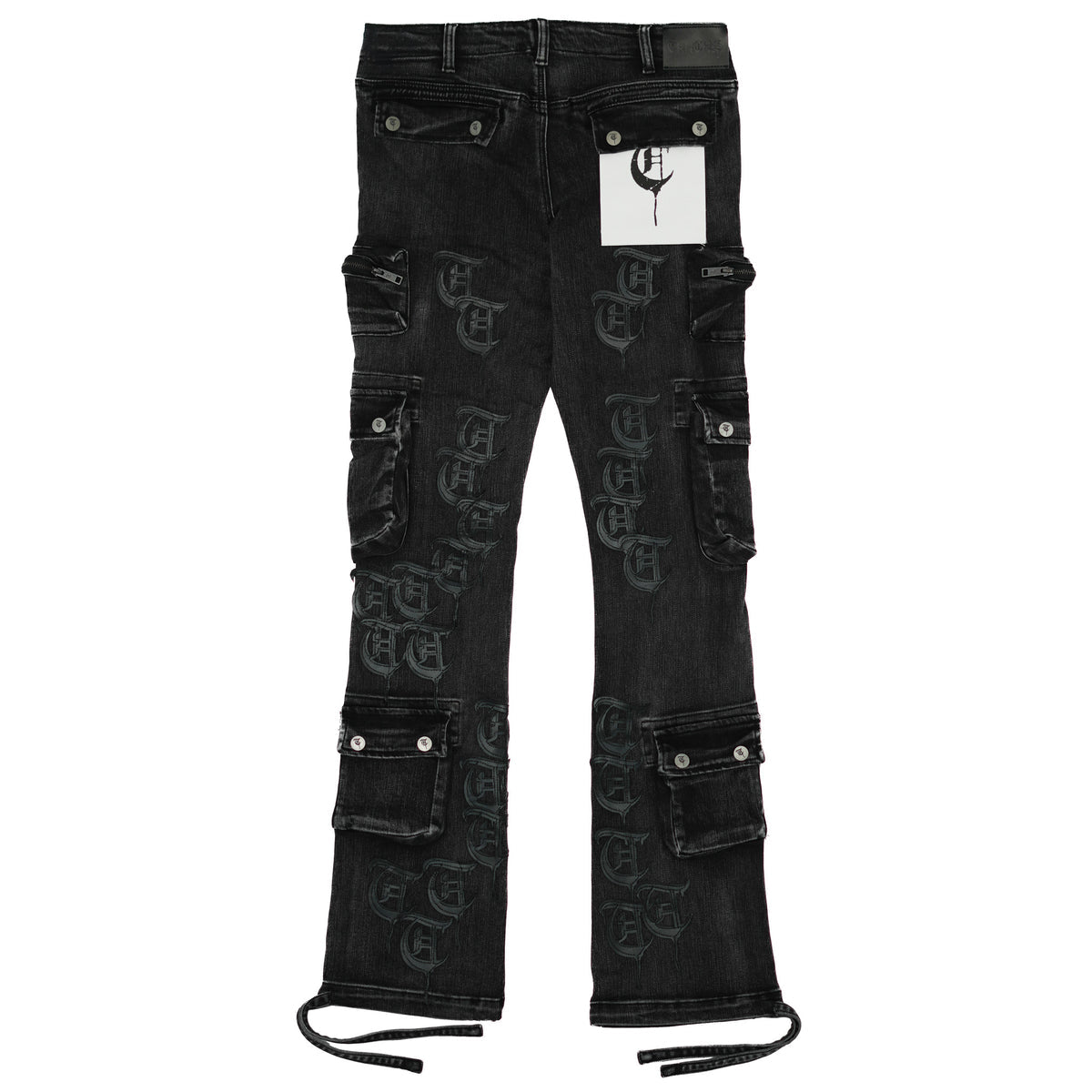 TRNCHS
"REPETITION STACKED" GRAY WASH CARGO DENIM