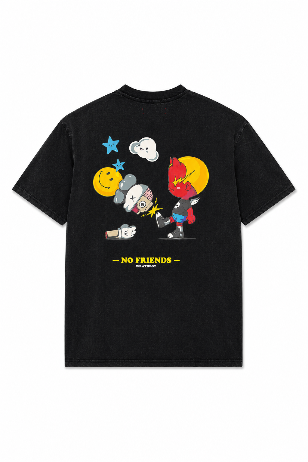 Wrathboy Logo Graphic Washed Black Short Sleeve T-Shirt
