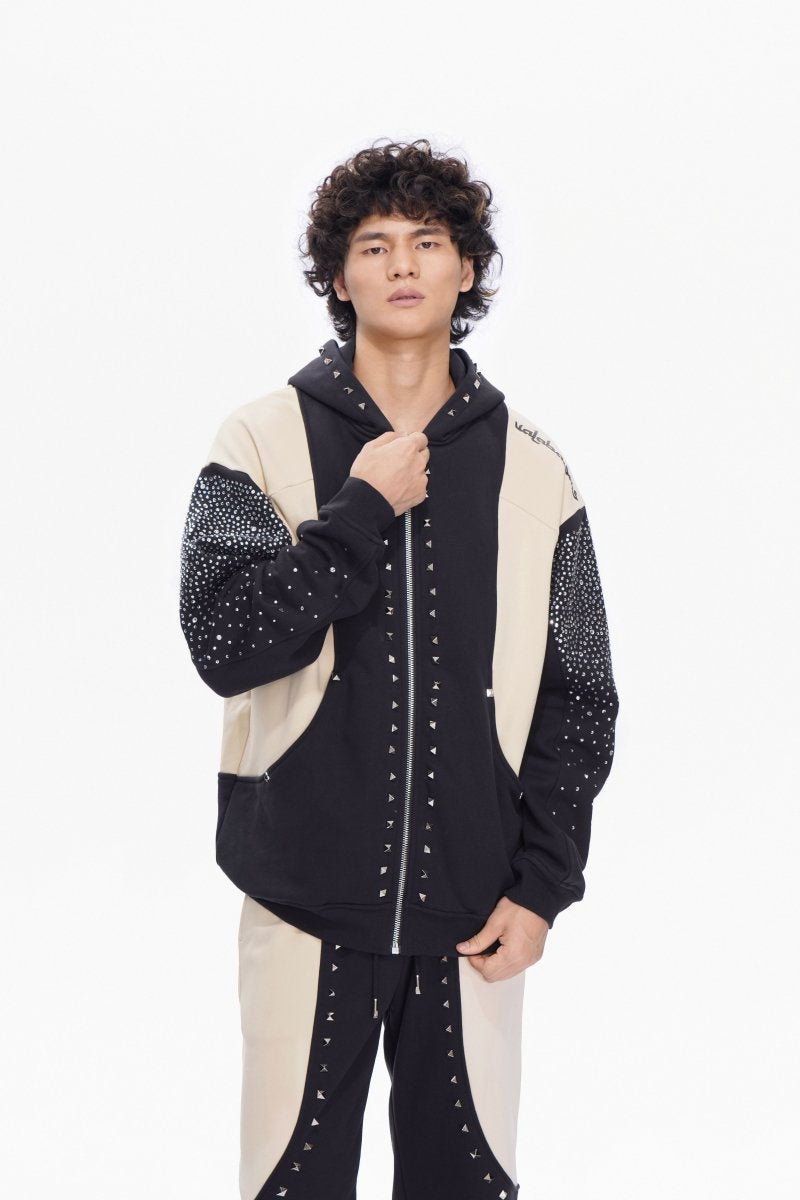 Valabasas - Rhinestone Chief Sweat Suit Sets Black