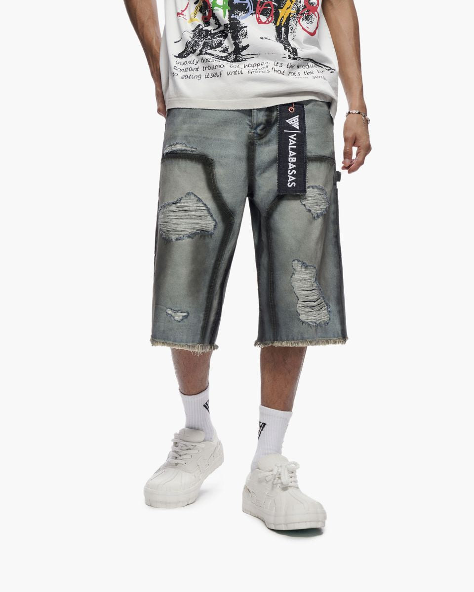 Valabasas "REVOLT" BAGGY DENIM SHORTS