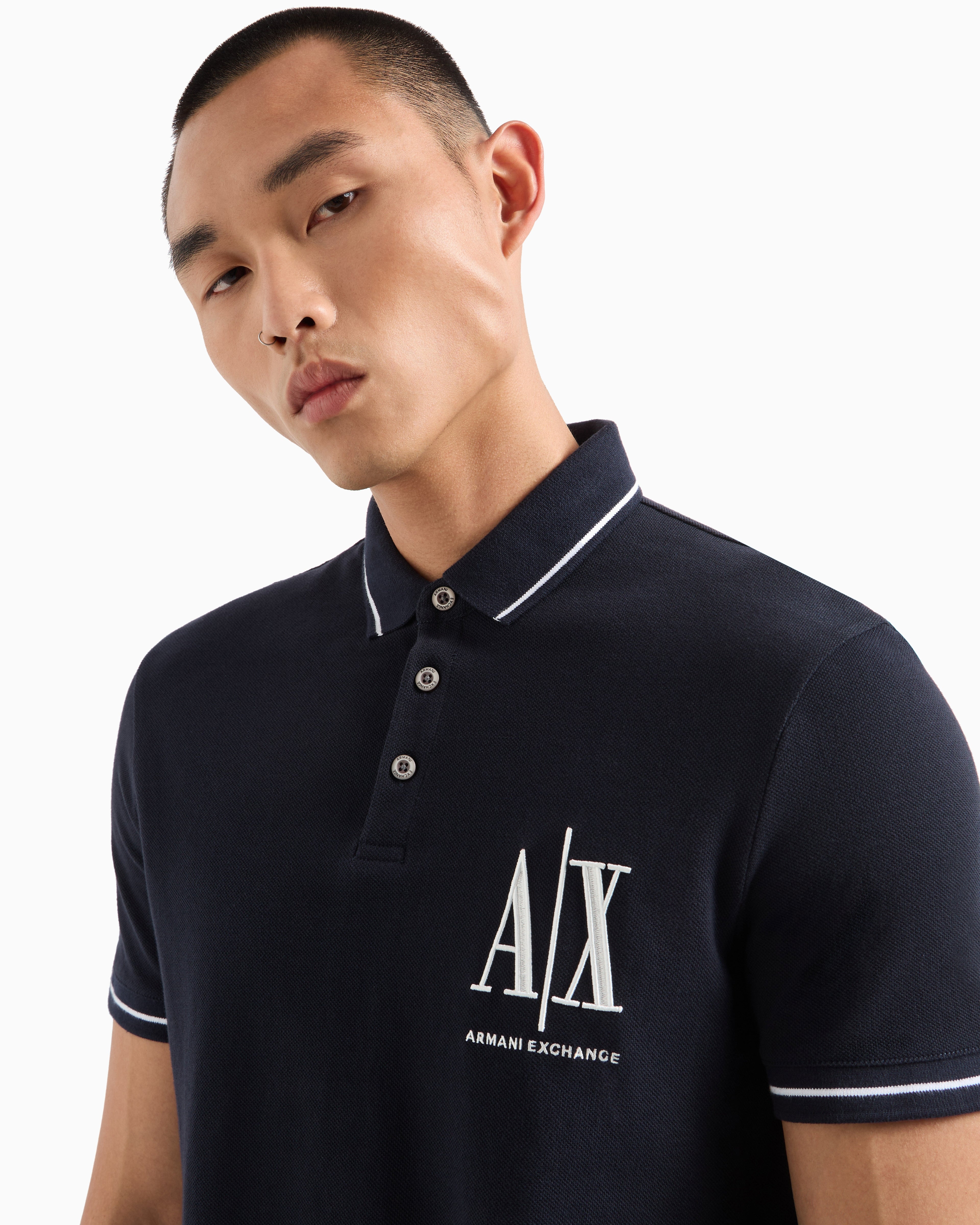 Armani Exchange Polo Navy White AIX Icon Logo