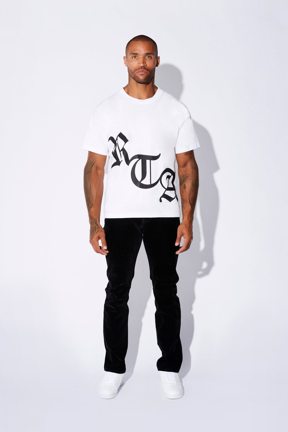 Rta S/S Rta Black Logo Tee in White