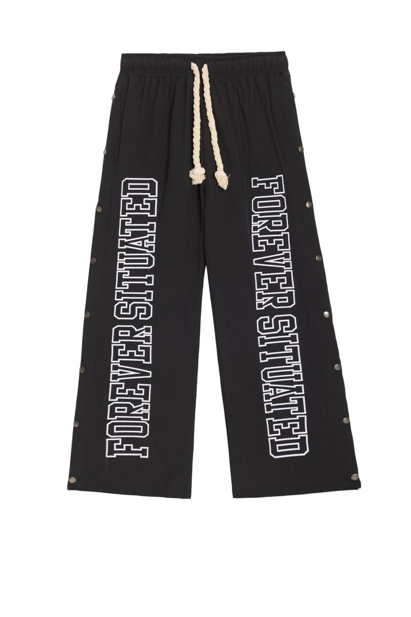 Forever Situated Nylon Track Pants -Black