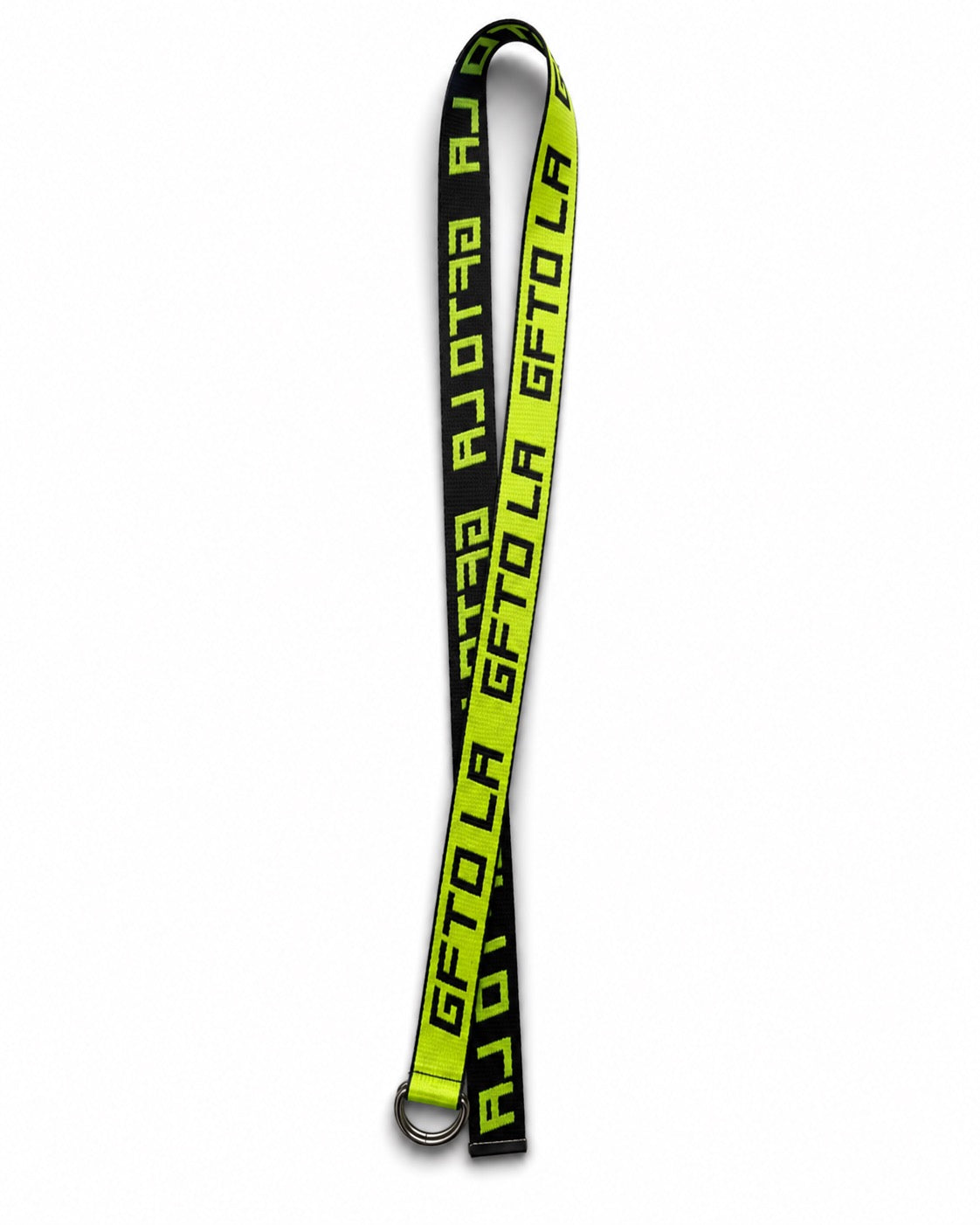 GFTD LA Double D-Ring Web Belt – Neon Green & Black Adjustable Streetwear Belt