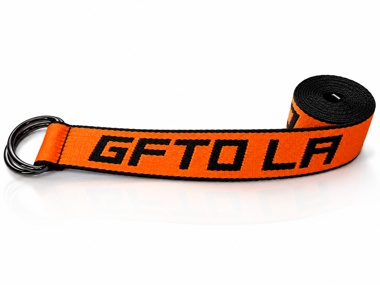 GFTD LA Orange Double D-Ring Web Belt – Adjustable Streetwear Belt 62” x 1.5”