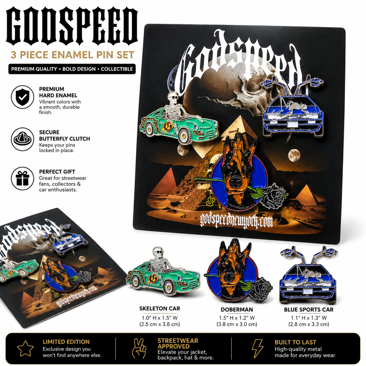 Godspeed 3-Piece Premium Enamel Pin Set