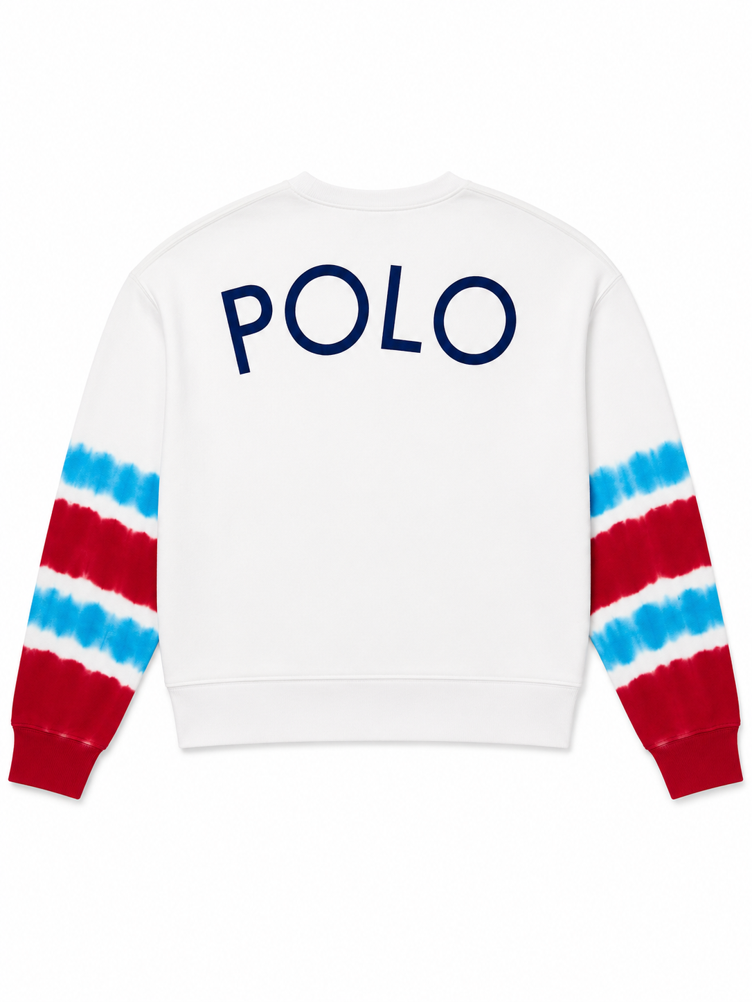 Polo Ralph Lauren Girls White Tie-Dye Sleeve Cropped Crewneck Sweatshirt XL (16) NWT