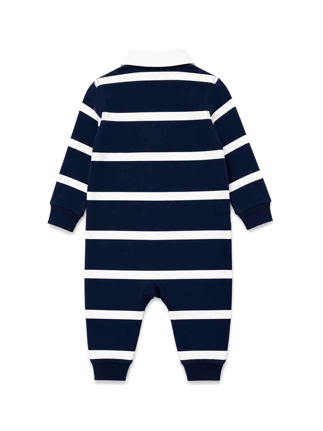 Polo Ralph Lauren Baby Boys Navy & White Striped Cotton Rugby Coverall Romper