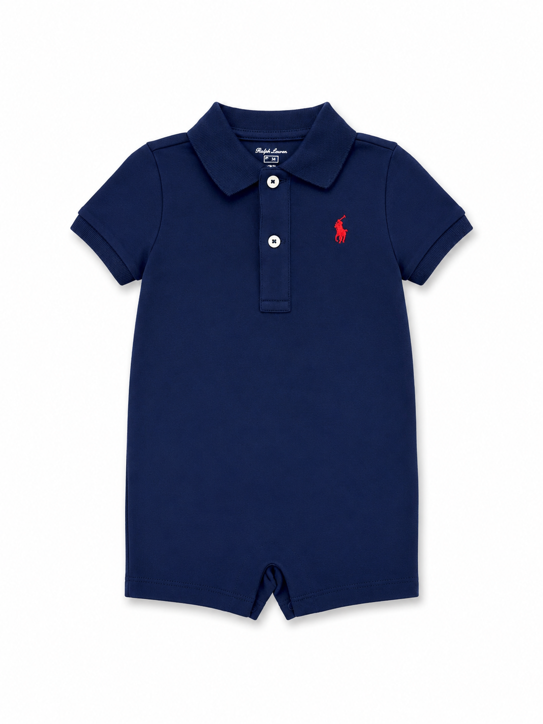 Polo Ralph Lauren Baby Boys Navy Cotton Polo Romper – Pony Logo