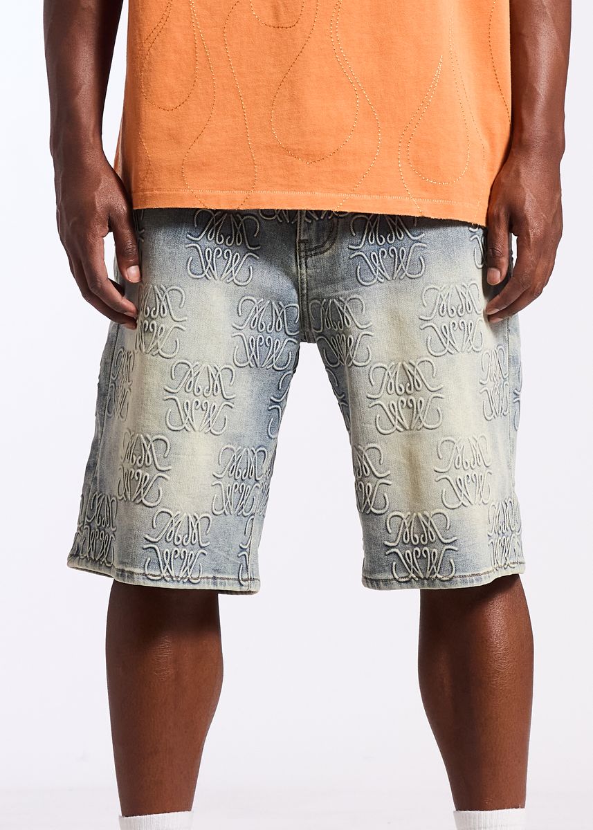 Memory Lane MONOGRAM DENIM SHORT-BLUE RINSE