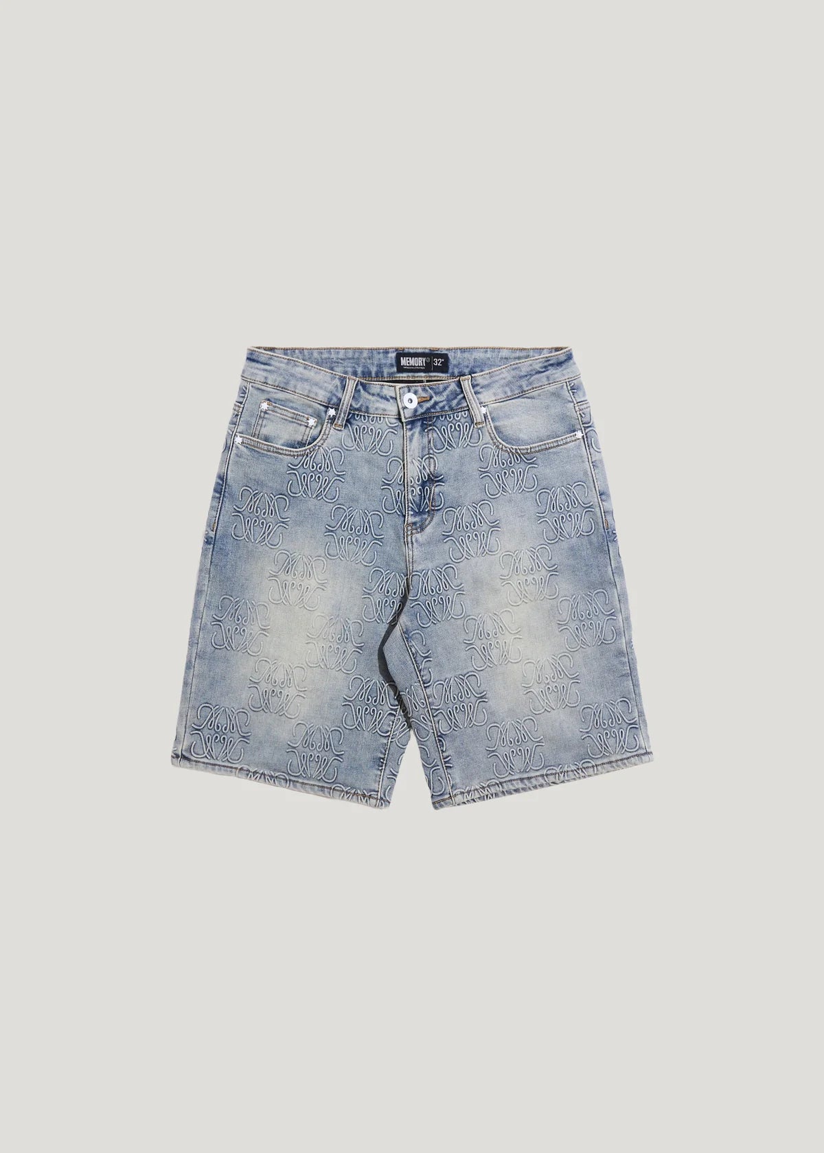 Memory Lane MONOGRAM DENIM SHORT-BLUE RINSE