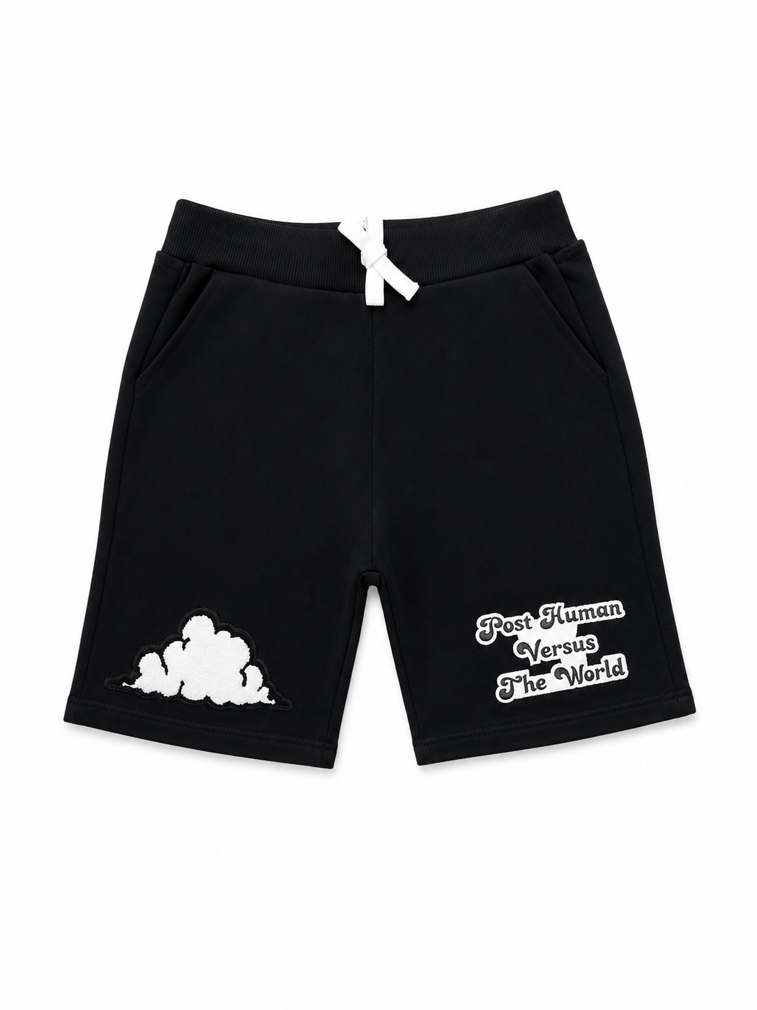 RAWYALTY Boys “Post Human Versus The World” Fleece Shorts – Black – Size 5/6T