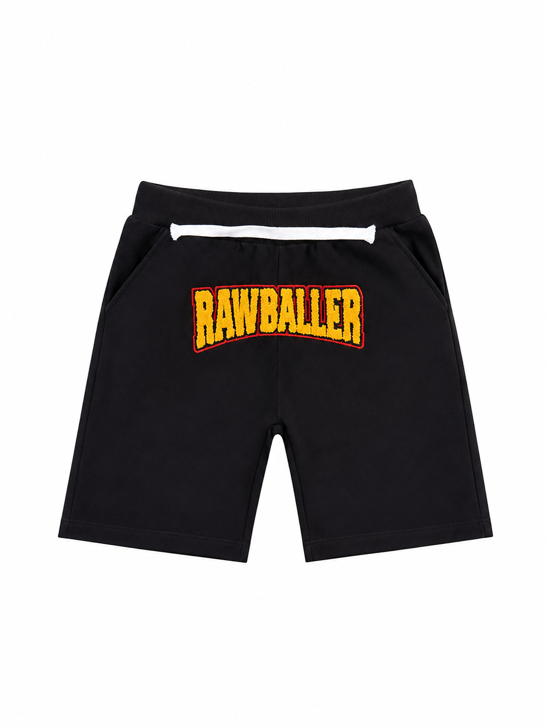 RAW Rawballer Boys Fleece Shorts Black Chenille Logo Kids Size 7/8T
