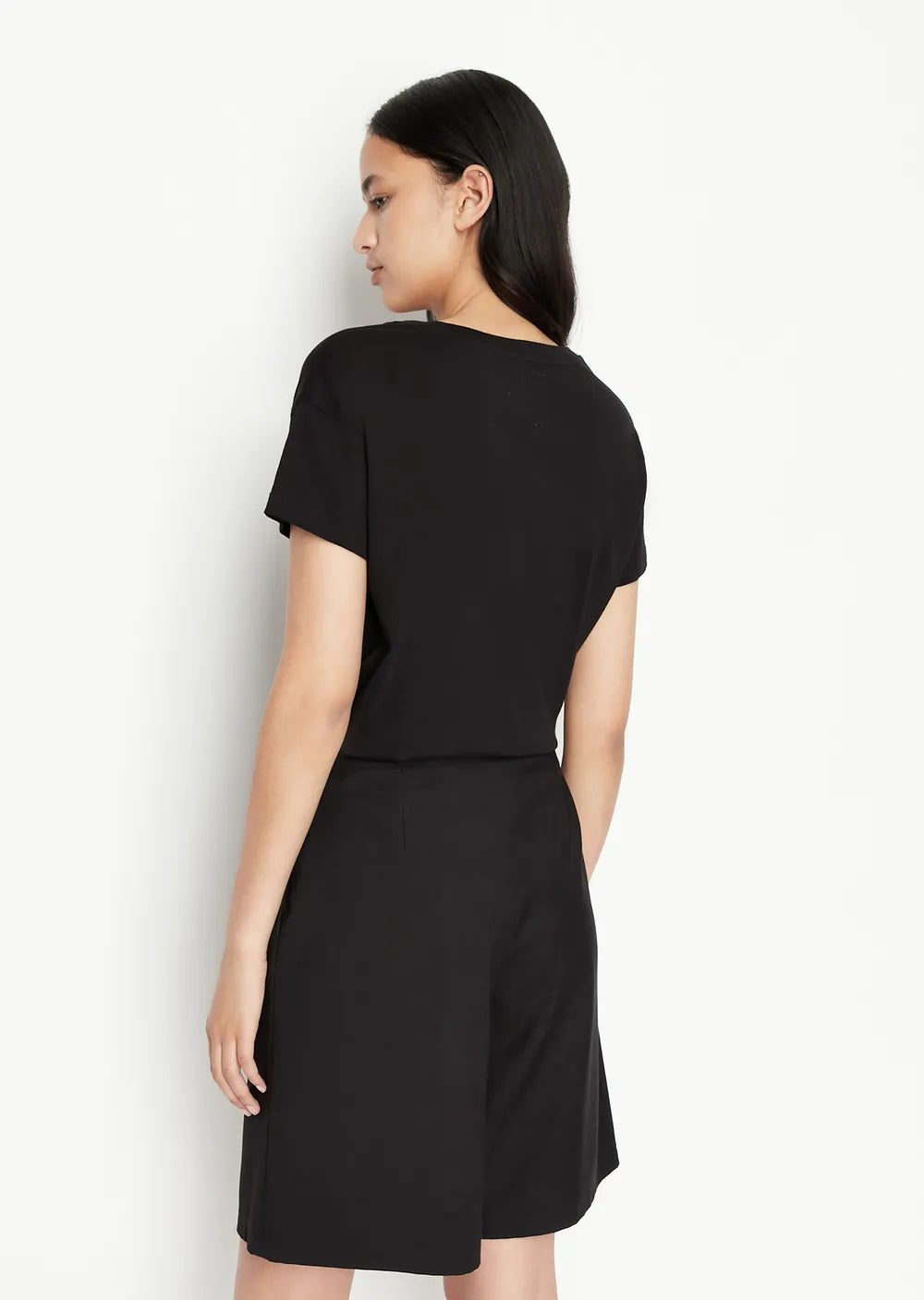 armani exchange women black silver studs large logo tshirts