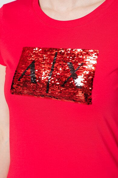 armani exchange red black women tshirts