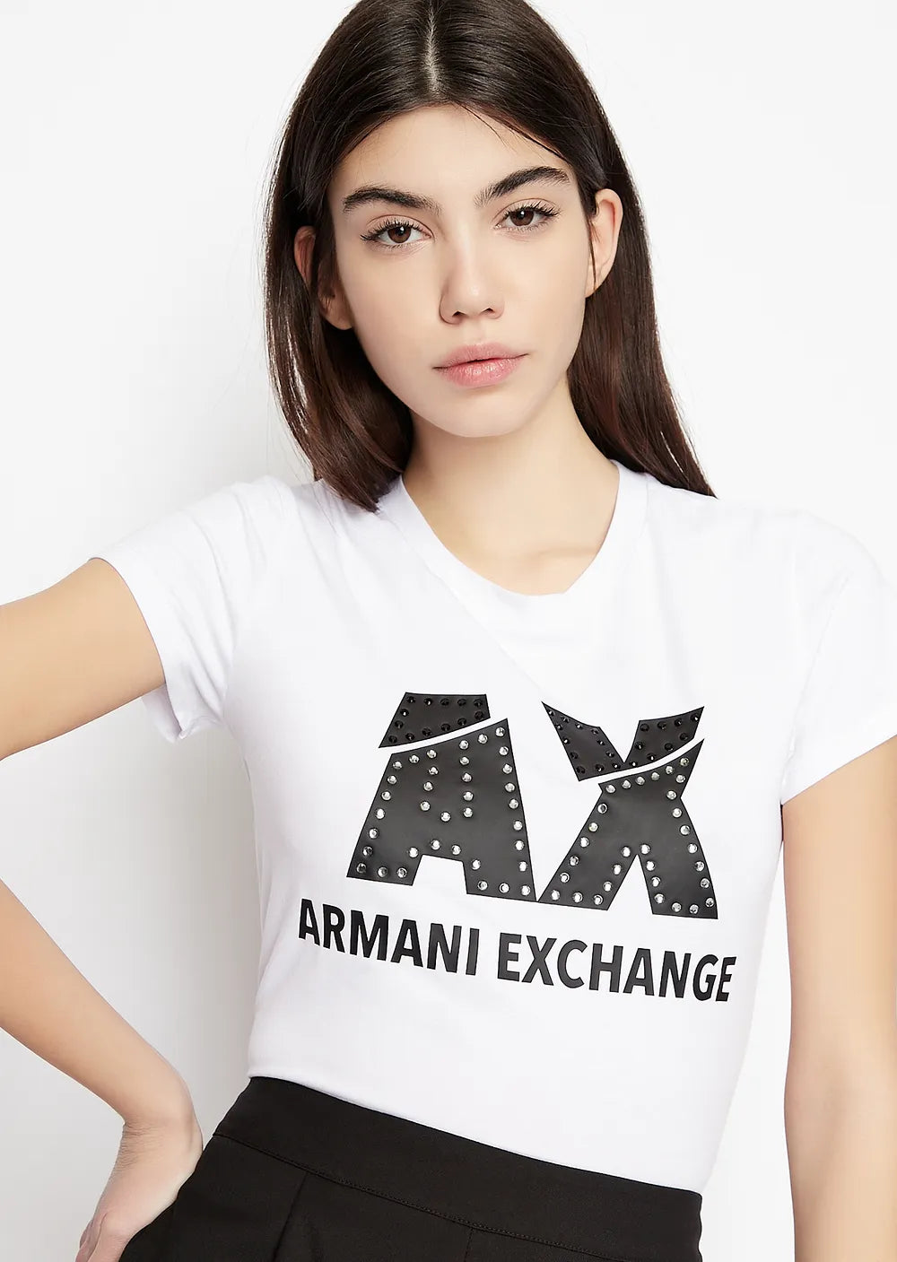 armani exchange white black women tshirts
