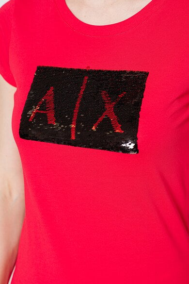 armani exchange red black women tshirts