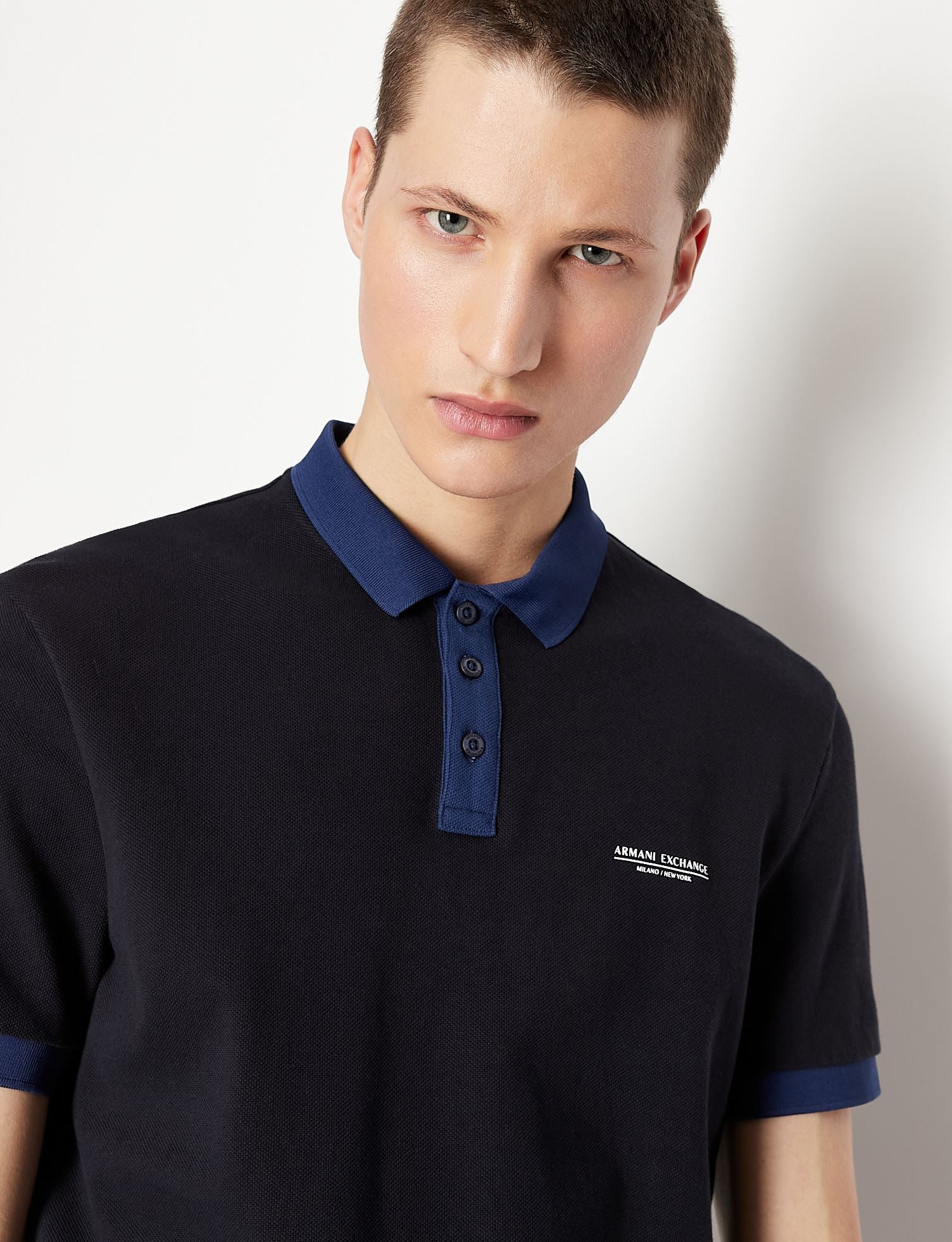 Armani Exchange Black Blue Polo Shirt