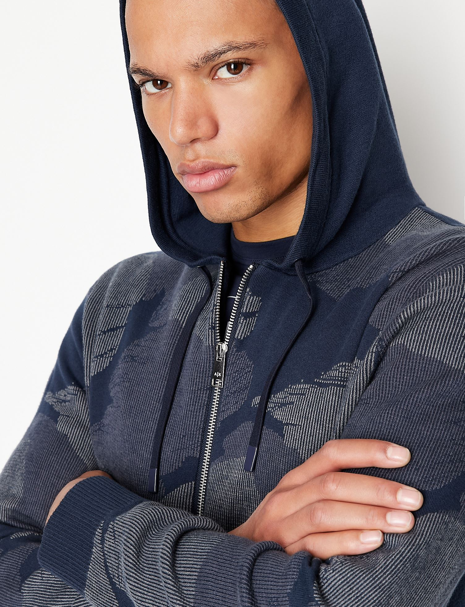 Armani Exchange Navy Zipper Hoodie