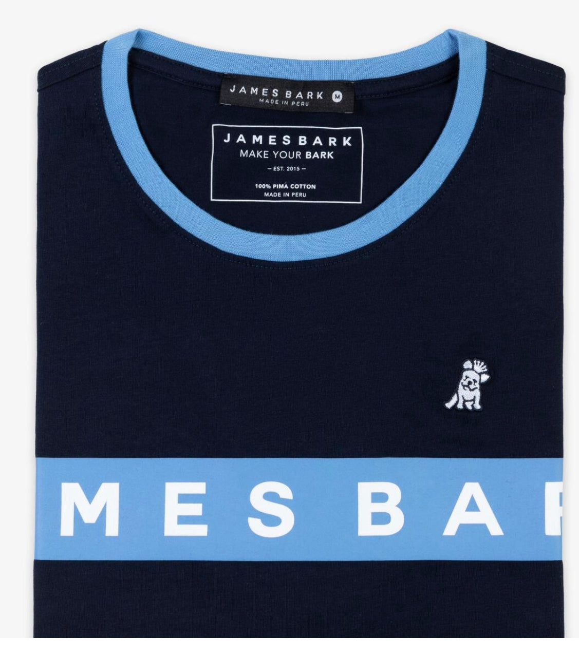 JAMES BARK Men's Navy Logo Stripe Jersey T-Shirt