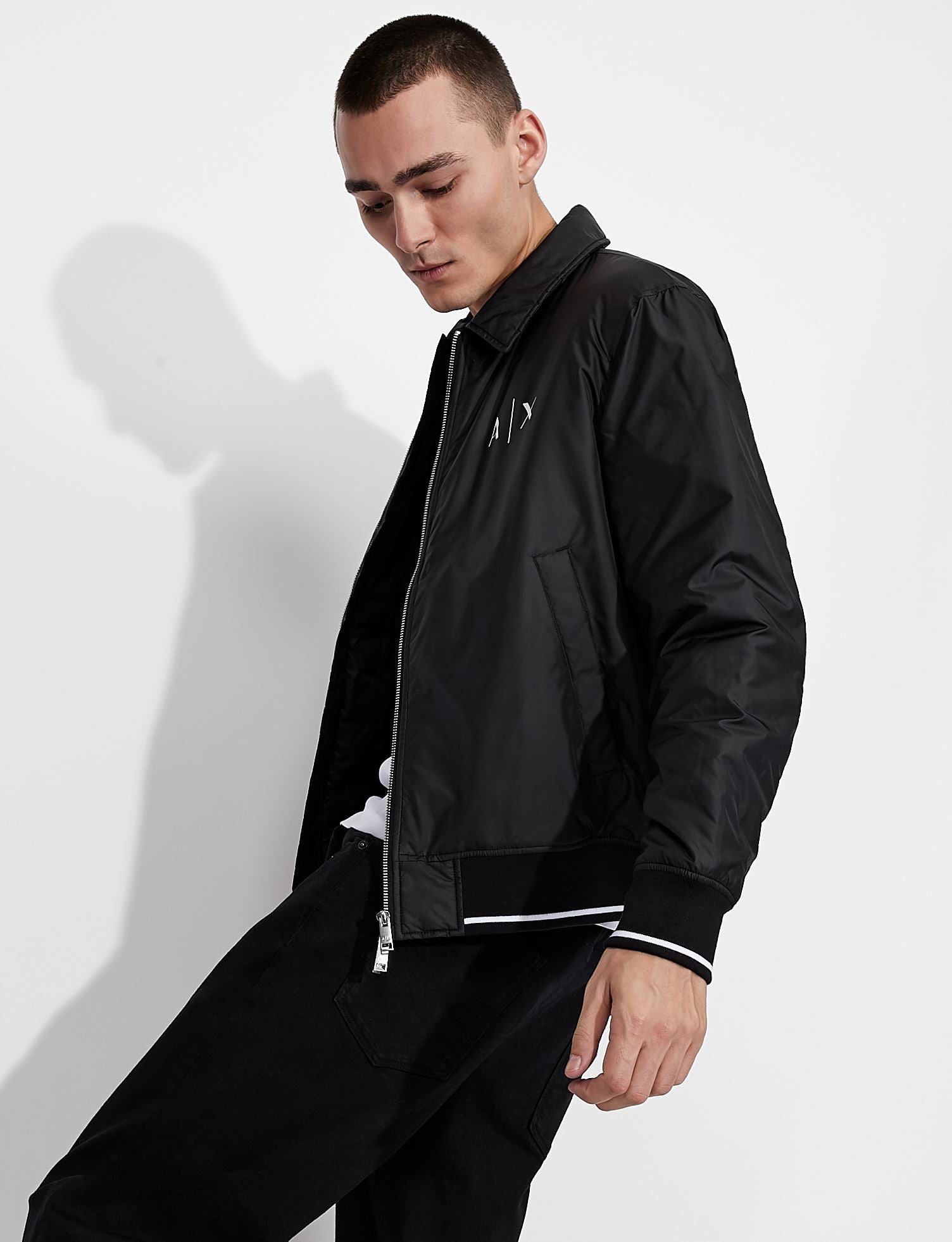 Armani exchange RECYCLED NYLON NEVER TOO LOUD JACKET BLACK